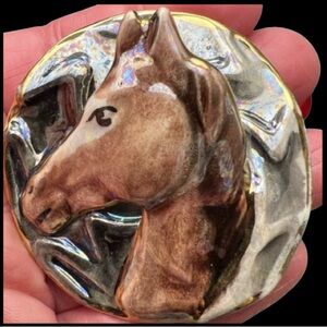 Artisan Ceramic Horse Brooch Pin